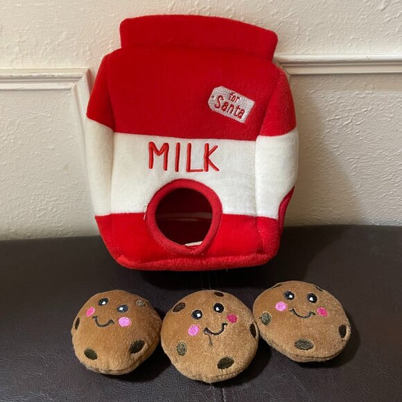 ZippyPaws - Cookies & Milk For Santa -  Burrow Christmas Dog Toy - Plush Squeaky - Picture 1 of 7